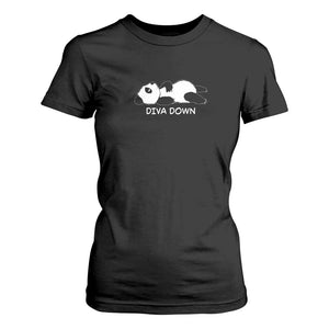 Diva Down T Shirt For Women Funny Lazy Panda Meme TS14 Black Print Your Wear