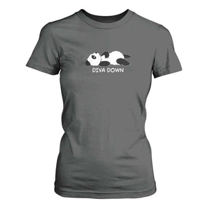 Diva Down T Shirt For Women Funny Lazy Panda Meme TS14 Dark Heather Print Your Wear