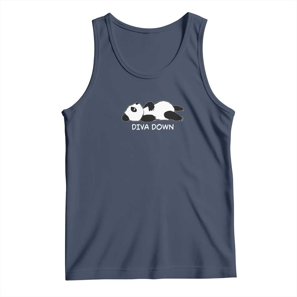 Diva Down Tank Top Funny Lazy Panda Meme TS14 Navy Print Your Wear