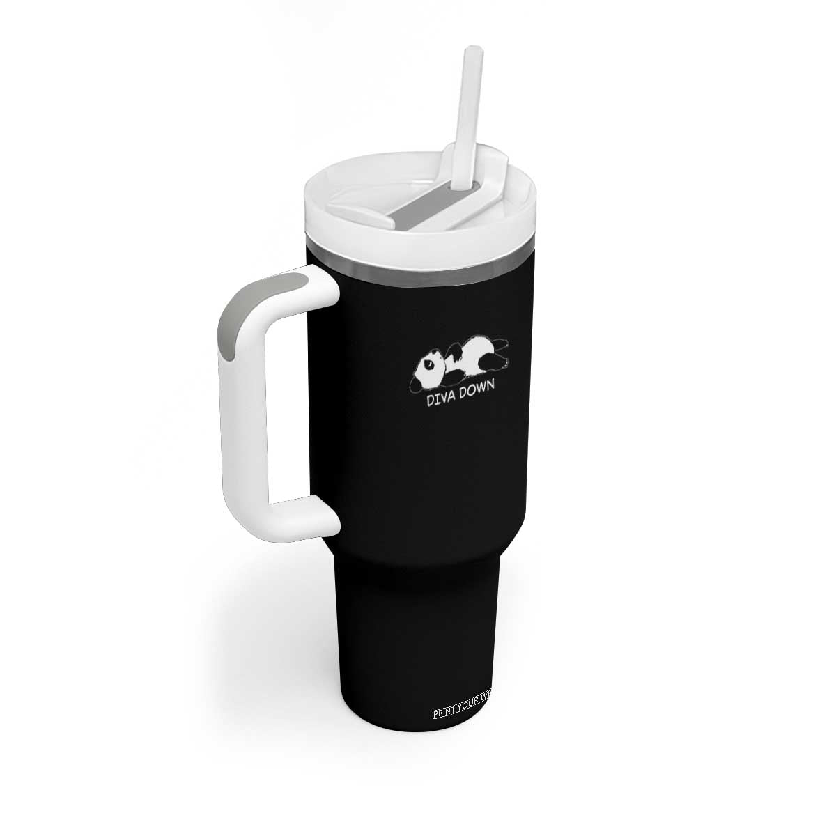 Diva Down Tumbler With Handle Funny Lazy Panda Meme TS14 Print Your Wear