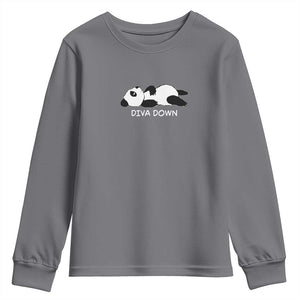 Diva Down Youth Sweatshirt Funny Lazy Panda Meme TS14 Charcoal Print Your Wear