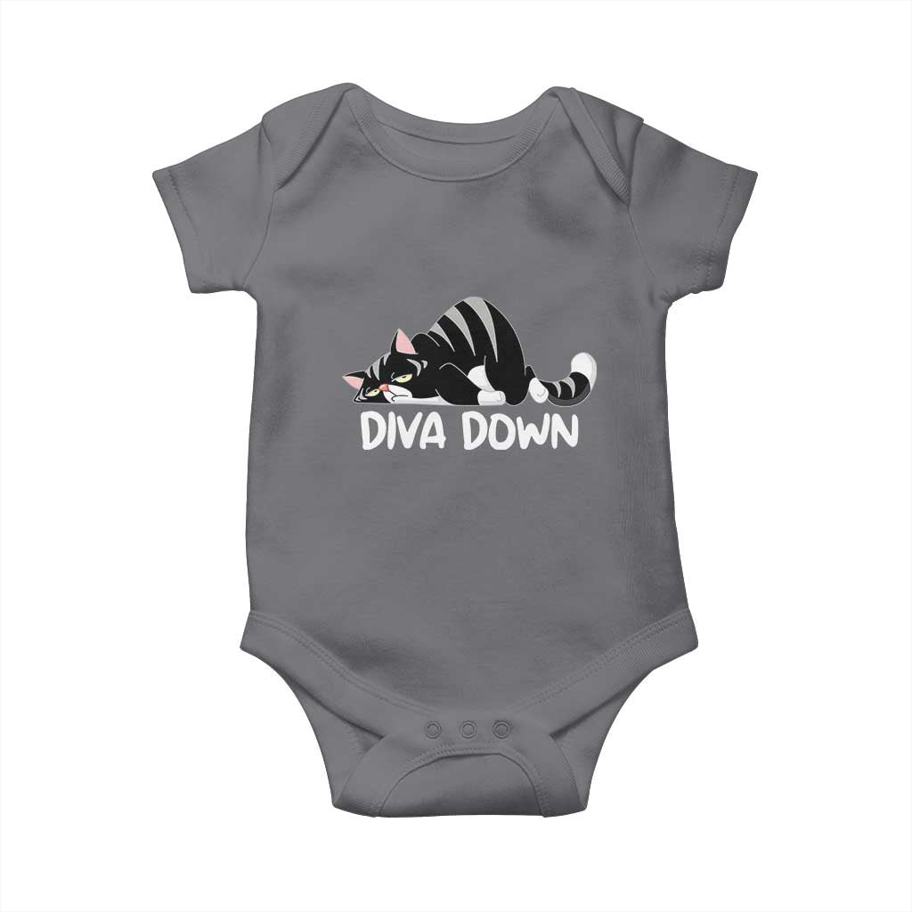 Diva Down Baby Onesie Funny Sarcastic Cat Meme TS14 Charcoal Print Your Wear