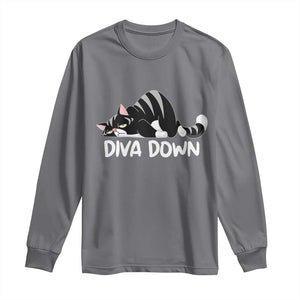 Diva Down Long Sleeve Shirt Funny Sarcastic Cat Meme TS14 Charcoal Print Your Wear