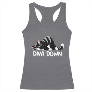 Diva Down Racerback Tank Top Funny Sarcastic Cat Meme TS14 Charcoal Print Your Wear