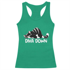 Diva Down Racerback Tank Top Funny Sarcastic Cat Meme TS14 Irish Green Print Your Wear