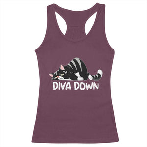 Diva Down Racerback Tank Top Funny Sarcastic Cat Meme TS14 Maroon Print Your Wear