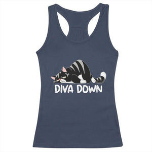 Diva Down Racerback Tank Top Funny Sarcastic Cat Meme TS14 Navy Print Your Wear