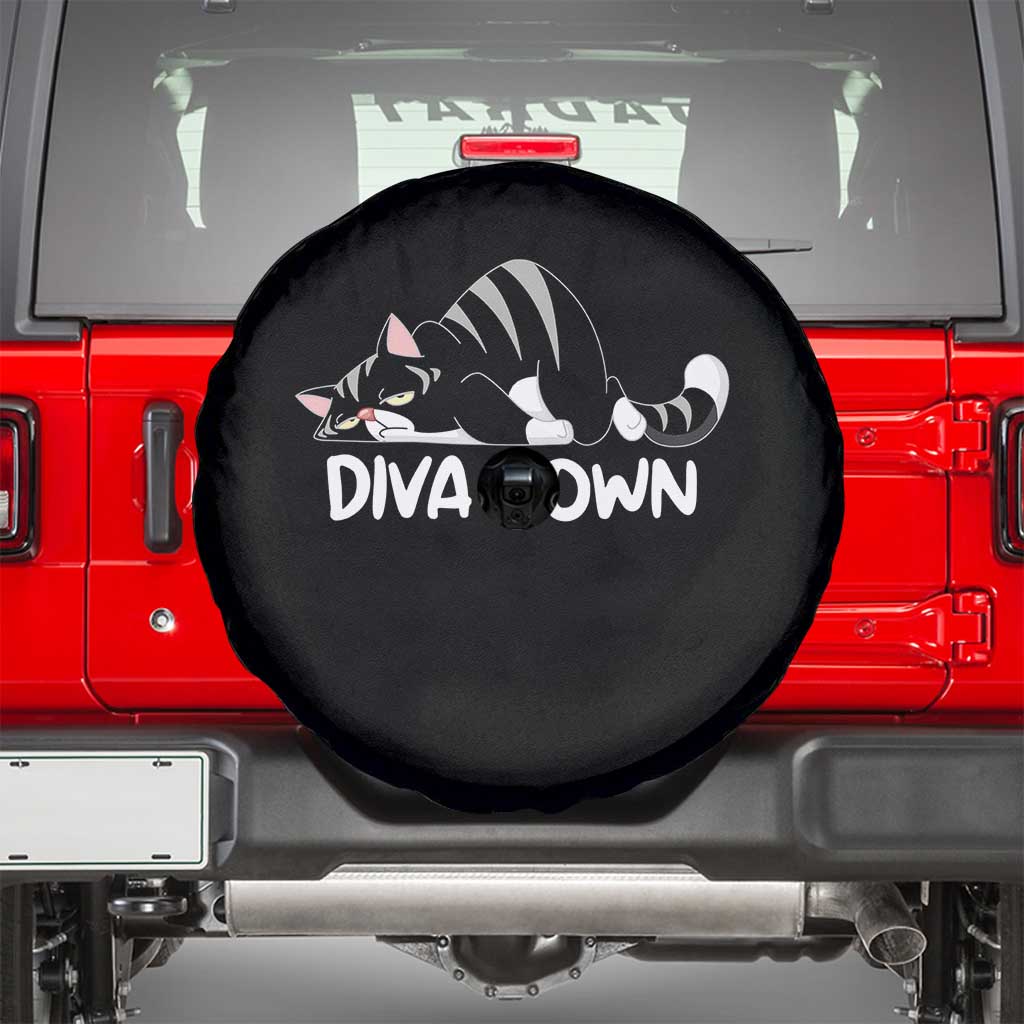 Diva Down Spare Tire Cover Funny Sarcastic Cat Meme TS14 Black Print Your Wear