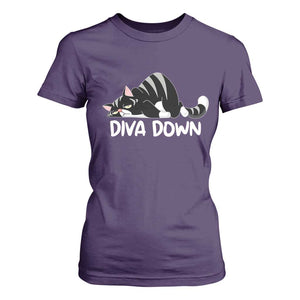Diva Down T Shirt For Women Funny Sarcastic Cat Meme TS14 Purple Print Your Wear