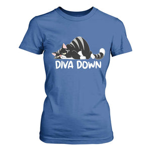 Diva Down T Shirt For Women Funny Sarcastic Cat Meme TS14 Royal Blue Print Your Wear
