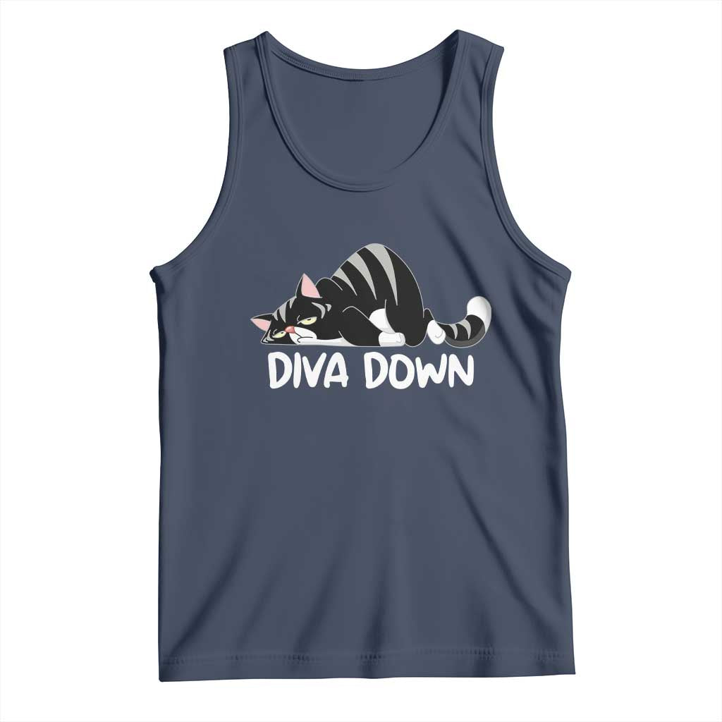 Diva Down Tank Top Funny Sarcastic Cat Meme TS14 Navy Print Your Wear