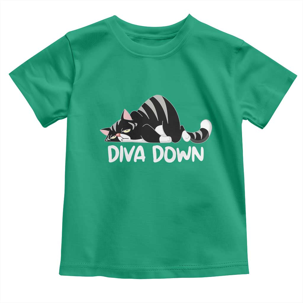 Diva Down Toddler T Shirt Funny Sarcastic Cat Meme TS14 Irish Green Print Your Wear