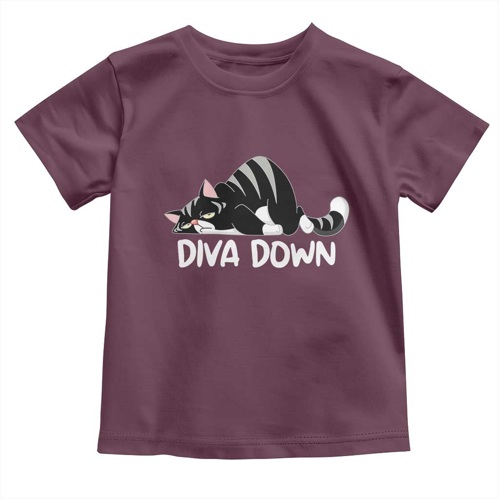 Diva Down Toddler T Shirt Funny Sarcastic Cat Meme TS14 Maroon Print Your Wear