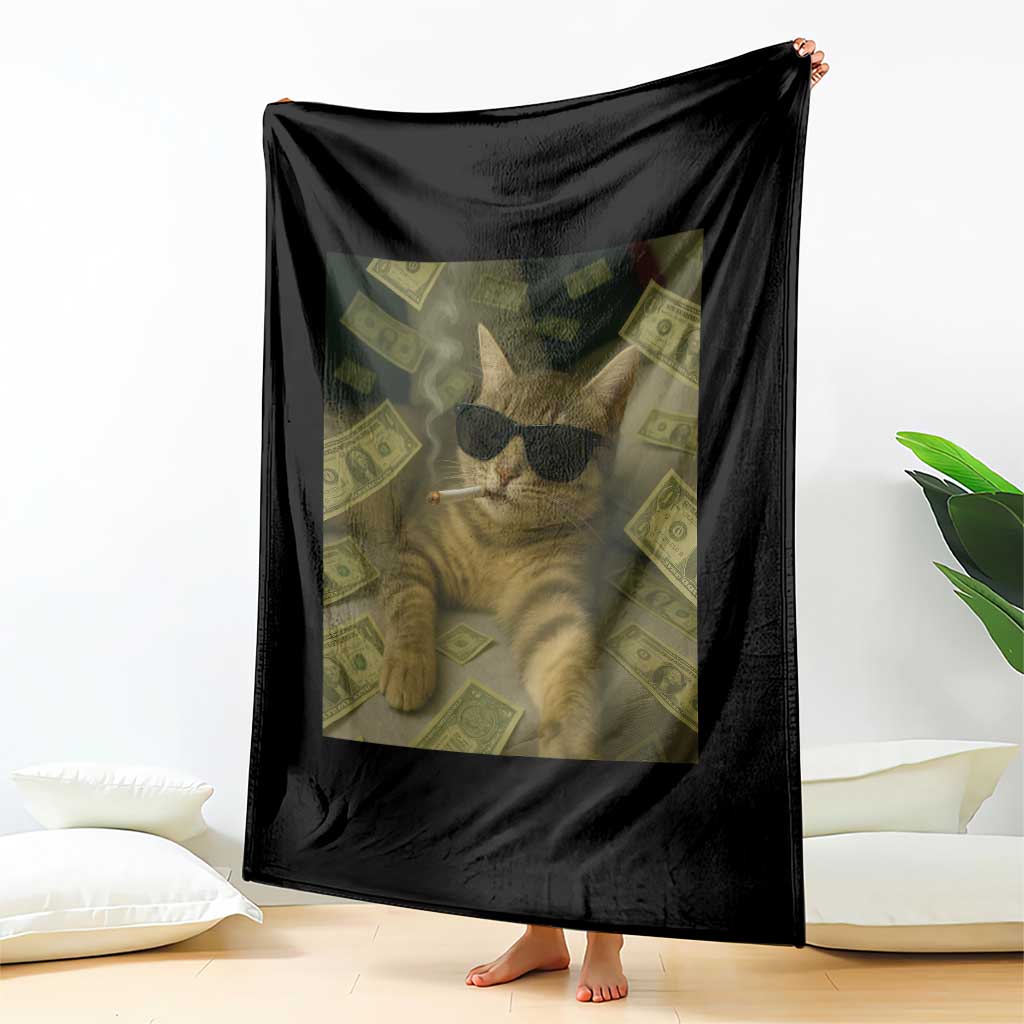 Funny Smoking Cat Selfie Meme Throw Blanket Gen Z Joke TS14 Print Your Wear