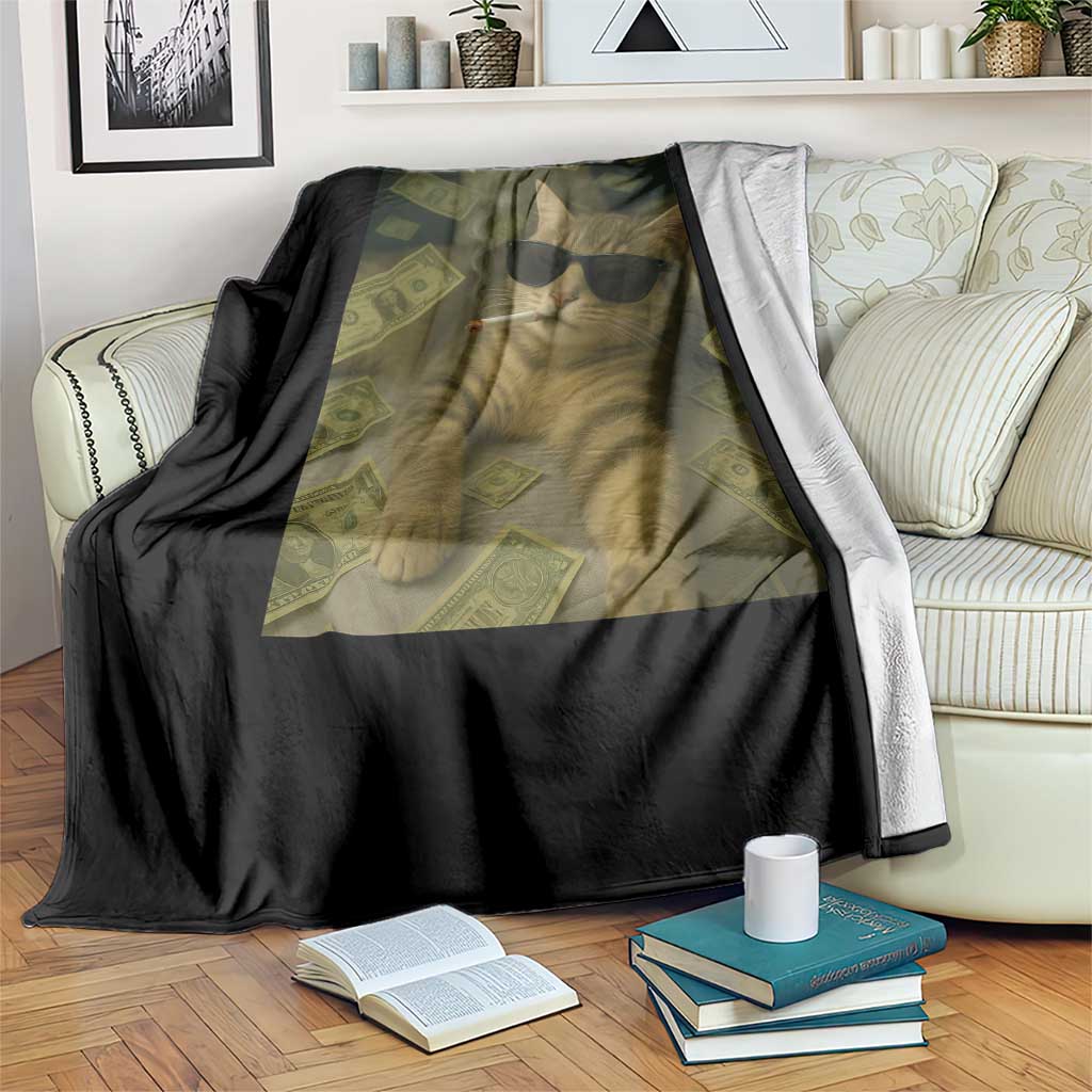 Funny Smoking Cat Selfie Meme Throw Blanket Gen Z Joke TS14 Print Your Wear