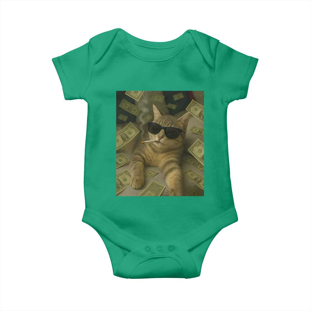 Funny Smoking Cat Selfie Meme Baby Onesie Gen Z Joke TS14 Irish Green Print Your Wear