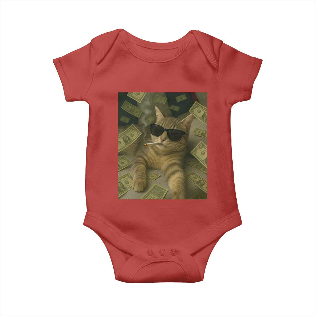 Funny Smoking Cat Selfie Meme Baby Onesie Gen Z Joke TS14 Red Print Your Wear