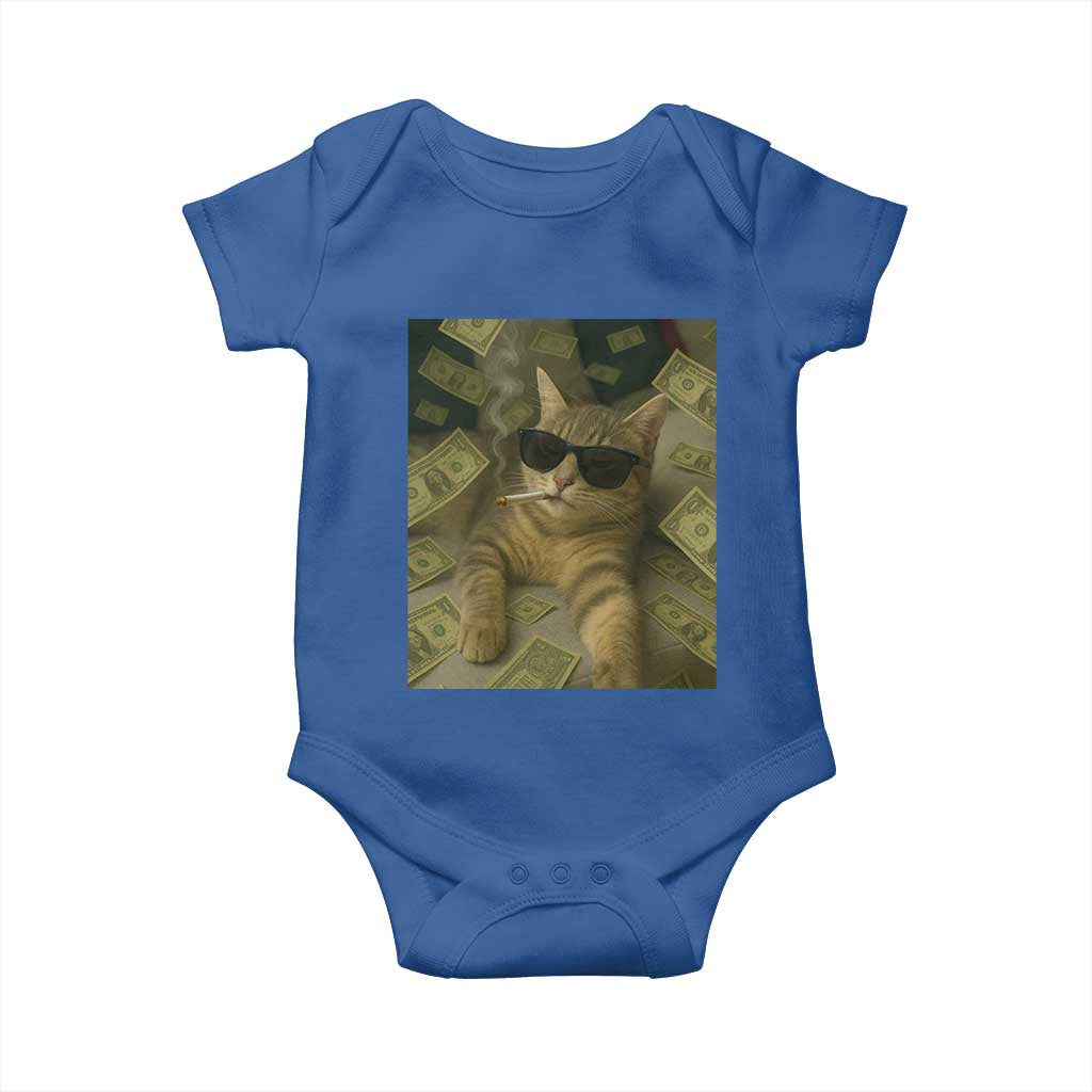 Funny Smoking Cat Selfie Meme Baby Onesie Gen Z Joke TS14 Royal Blue Print Your Wear