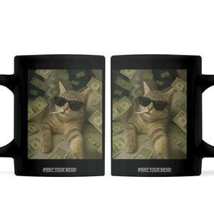 Funny Smoking Cat Selfie Meme Coffee Mug Gen Z Joke TS14 Black Print Your Wear