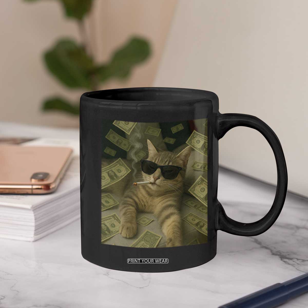 Funny Smoking Cat Selfie Meme Coffee Mug Gen Z Joke TS14 Print Your Wear