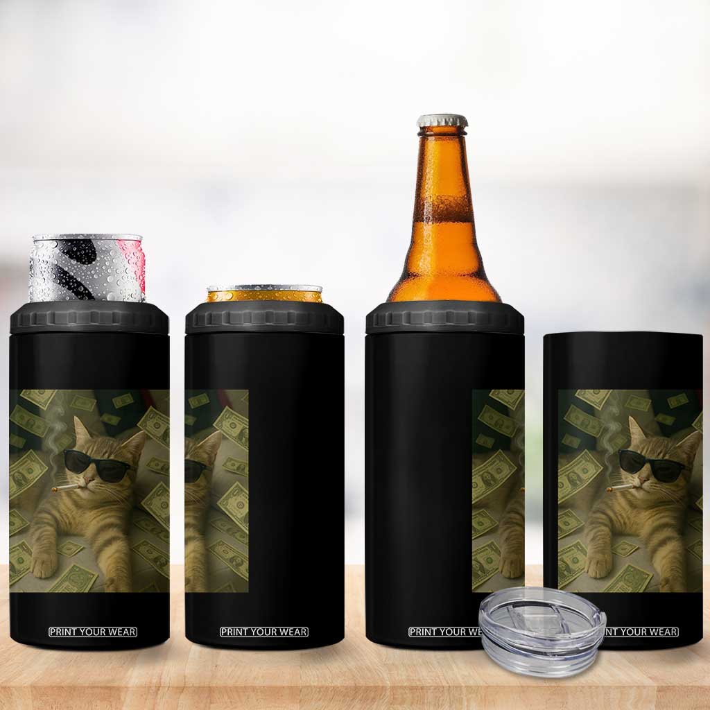Funny Smoking Cat Selfie Meme 4 in 1 Can Cooler Tumbler Gen Z Joke TS14 Print Your Wear
