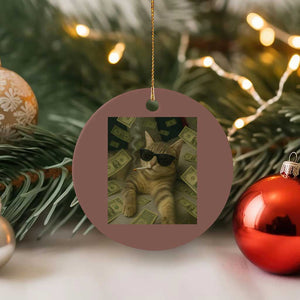 Funny Smoking Cat Selfie Meme Ceramic Ornament Gen Z Joke TS14 1pc Mocha Print Your Wear