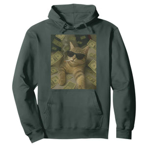 Funny Smoking Cat Selfie Meme Hoodie Gen Z Joke TS14 Dark Forest Green Print Your Wear