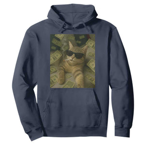 Funny Smoking Cat Selfie Meme Hoodie Gen Z Joke TS14 Navy Print Your Wear