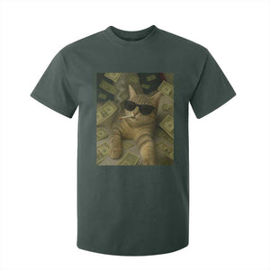 Funny Smoking Cat Selfie Meme T Shirt For Kid Gen Z Joke TS14 Dark Forest Green Print Your Wear