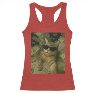 Funny Smoking Cat Selfie Meme Racerback Tank Top Gen Z Joke TS14 Red Print Your Wear