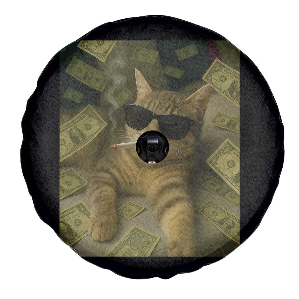 Funny Smoking Cat Selfie Meme Spare Tire Cover Gen Z Joke TS14 Print Your Wear
