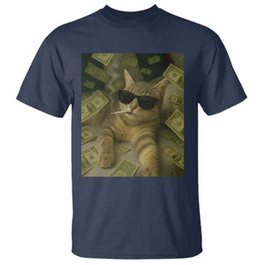 Funny Smoking Cat Selfie Meme T Shirt Gen Z Joke TS14 Navy Print Your Wear