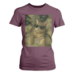Funny Smoking Cat Selfie Meme T Shirt For Women Gen Z Joke TS14 Maroon Print Your Wear