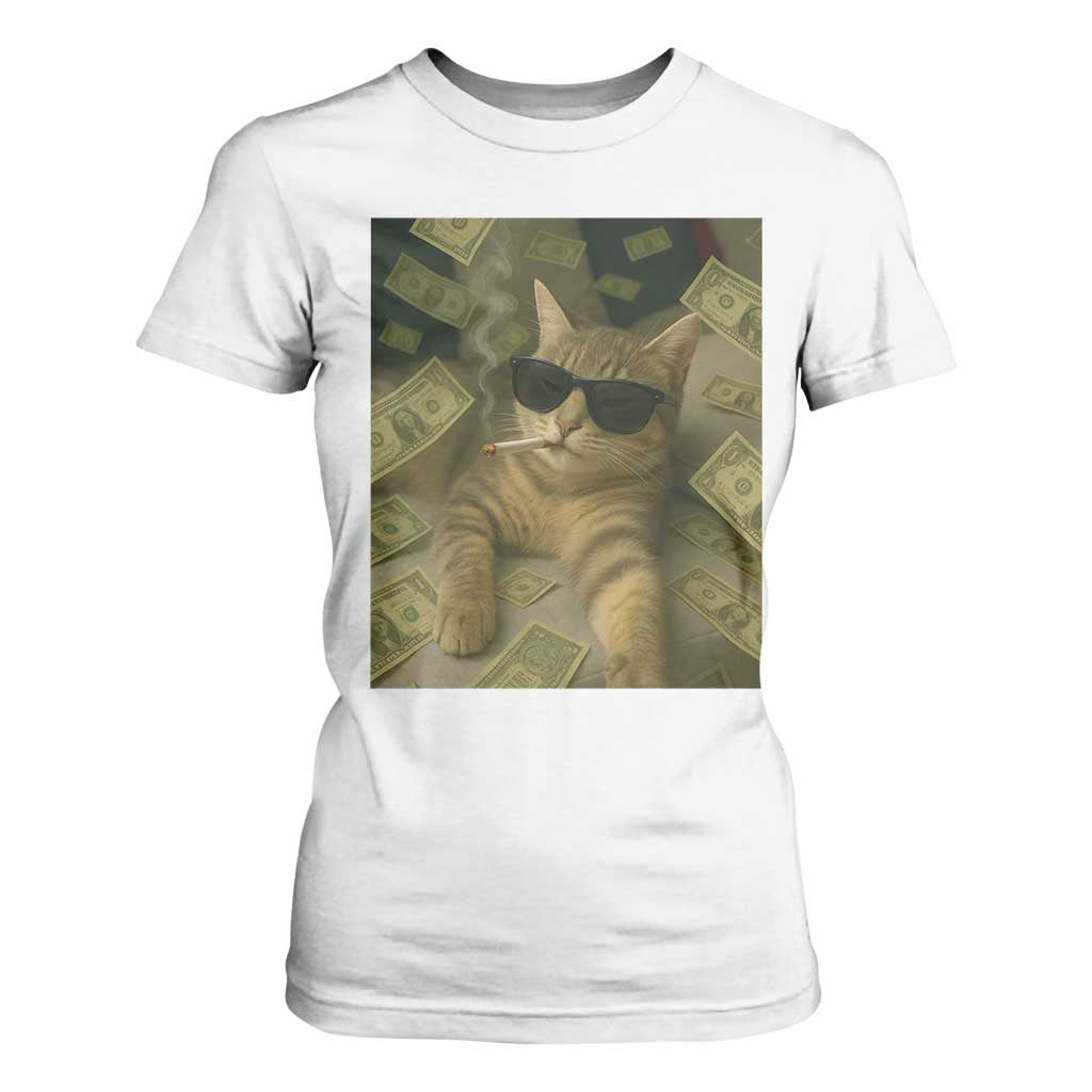 Funny Smoking Cat Selfie Meme T Shirt For Women Gen Z Joke TS14 White Print Your Wear