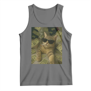 Funny Smoking Cat Selfie Meme Tank Top Gen Z Joke TS14 Black Heather Print Your Wear