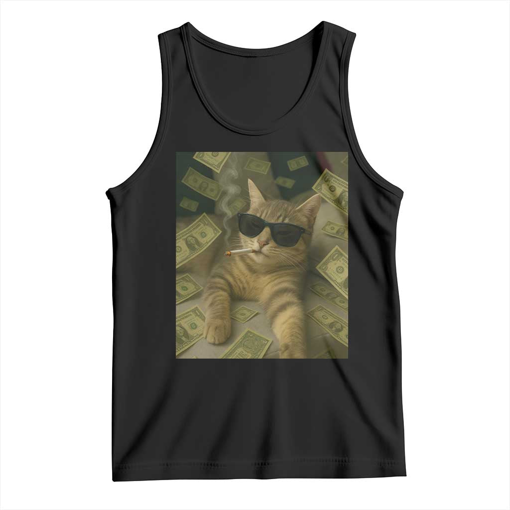 Funny Smoking Cat Selfie Meme Tank Top Gen Z Joke TS14 Black Print Your Wear