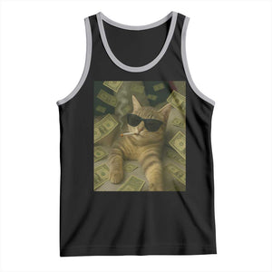Funny Smoking Cat Selfie Meme Tank Top Gen Z Joke TS14 Black Athletic Heather Print Your Wear