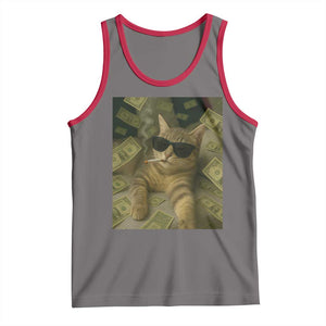 Funny Smoking Cat Selfie Meme Tank Top Gen Z Joke TS14 Deep Heather Red Print Your Wear