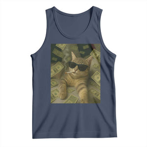 Funny Smoking Cat Selfie Meme Tank Top Gen Z Joke TS14 Navy Print Your Wear