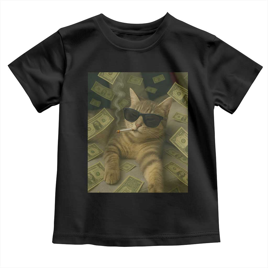 Funny Smoking Cat Selfie Meme Toddler T Shirt Gen Z Joke TS14 Black Print Your Wear