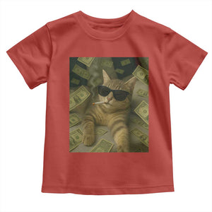 Funny Smoking Cat Selfie Meme Toddler T Shirt Gen Z Joke TS14 Red Print Your Wear