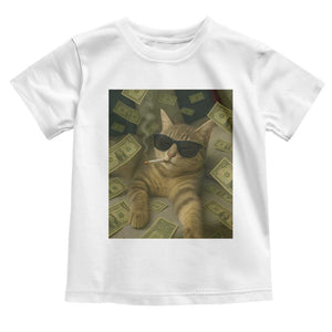 Funny Smoking Cat Selfie Meme Toddler T Shirt Gen Z Joke TS14 White Print Your Wear