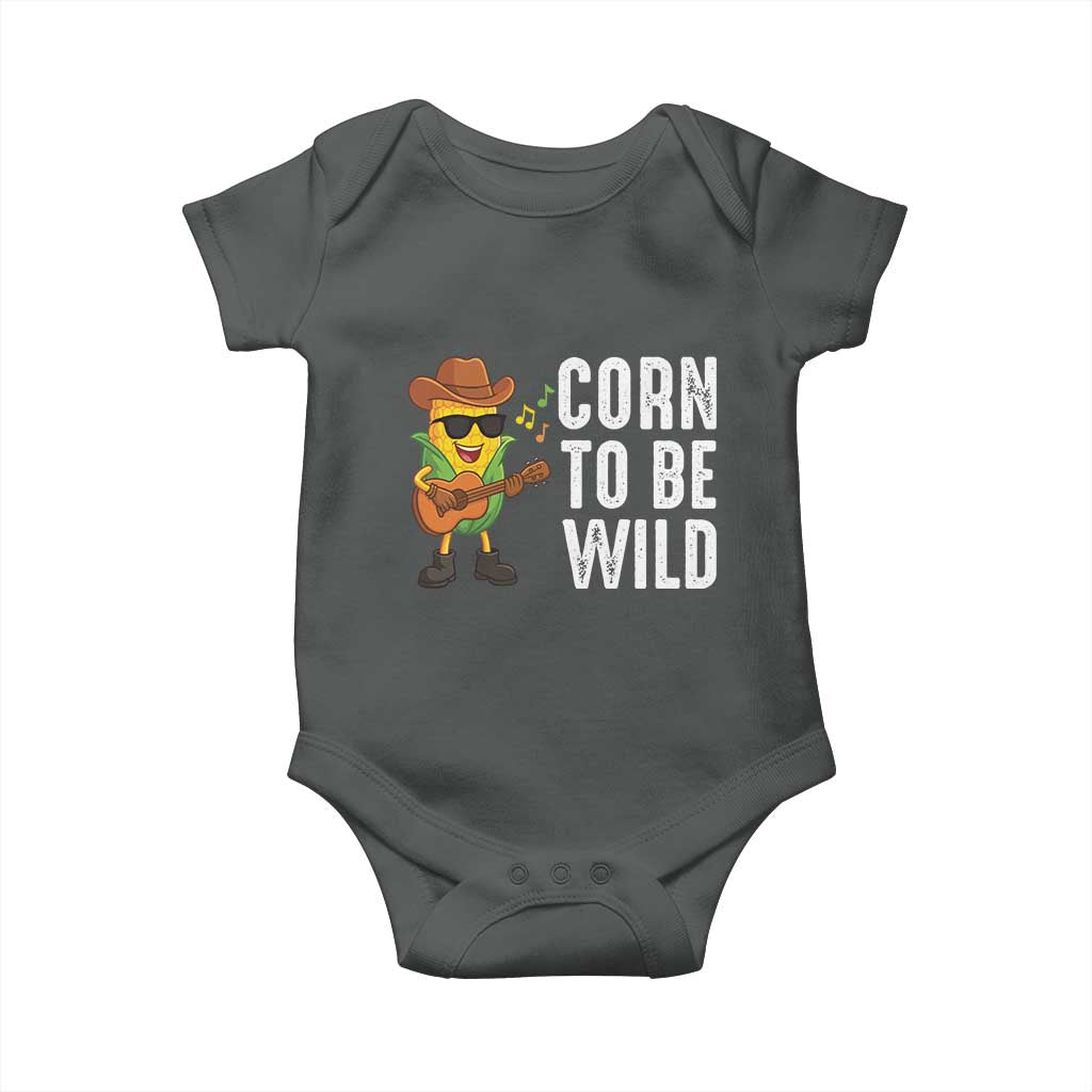 Corn To Be Wild Baby Onesie Funny Cowboy Cornboy TS14 Dark Heather Print Your Wear