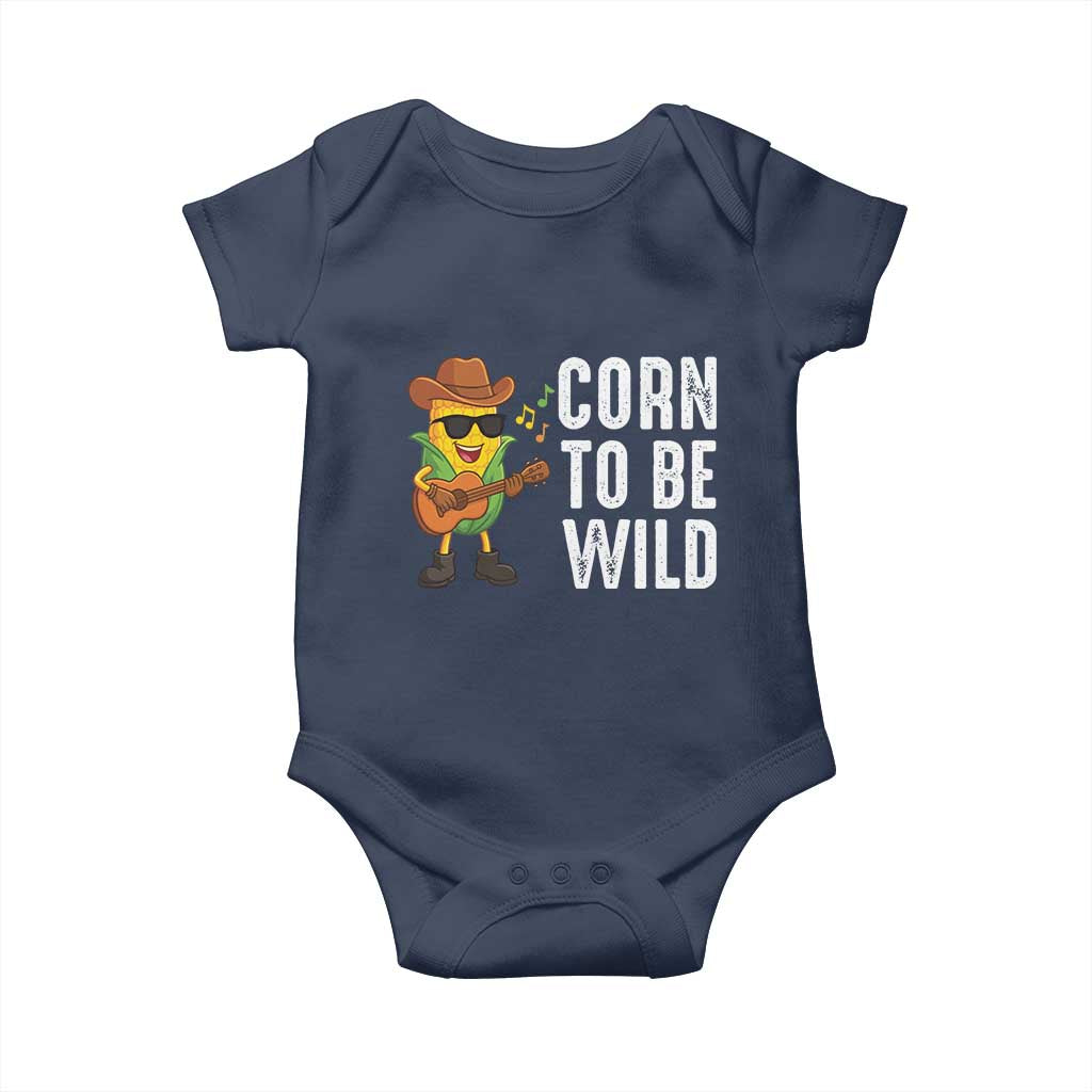 Corn To Be Wild Baby Onesie Funny Cowboy Cornboy TS14 Navy Print Your Wear