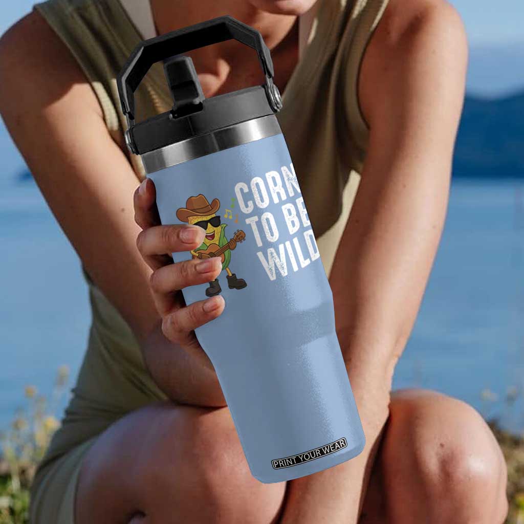 Corn To Be Wild Flip Straw Tumbler Funny Cowboy Cornboy TS14 One Size: 30 oz Light Blue Print Your Wear