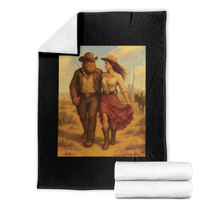Cowboy Bigfoot Throw Blanket Funny Sasquatch Dancing Cowgirl Western Country TS14 Black Print Your Wear