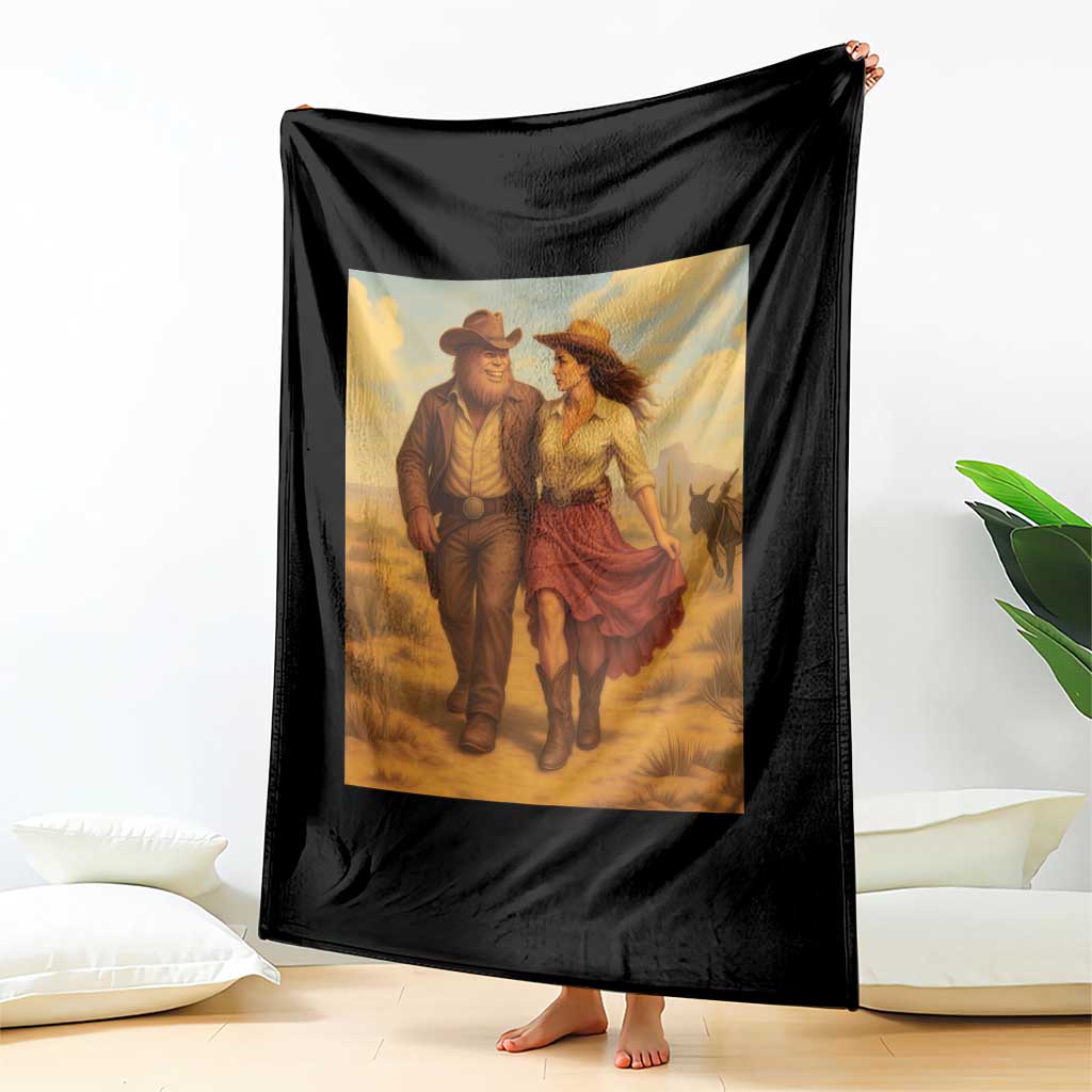 Cowboy Bigfoot Throw Blanket Funny Sasquatch Dancing Cowgirl Western Country TS14 Print Your Wear