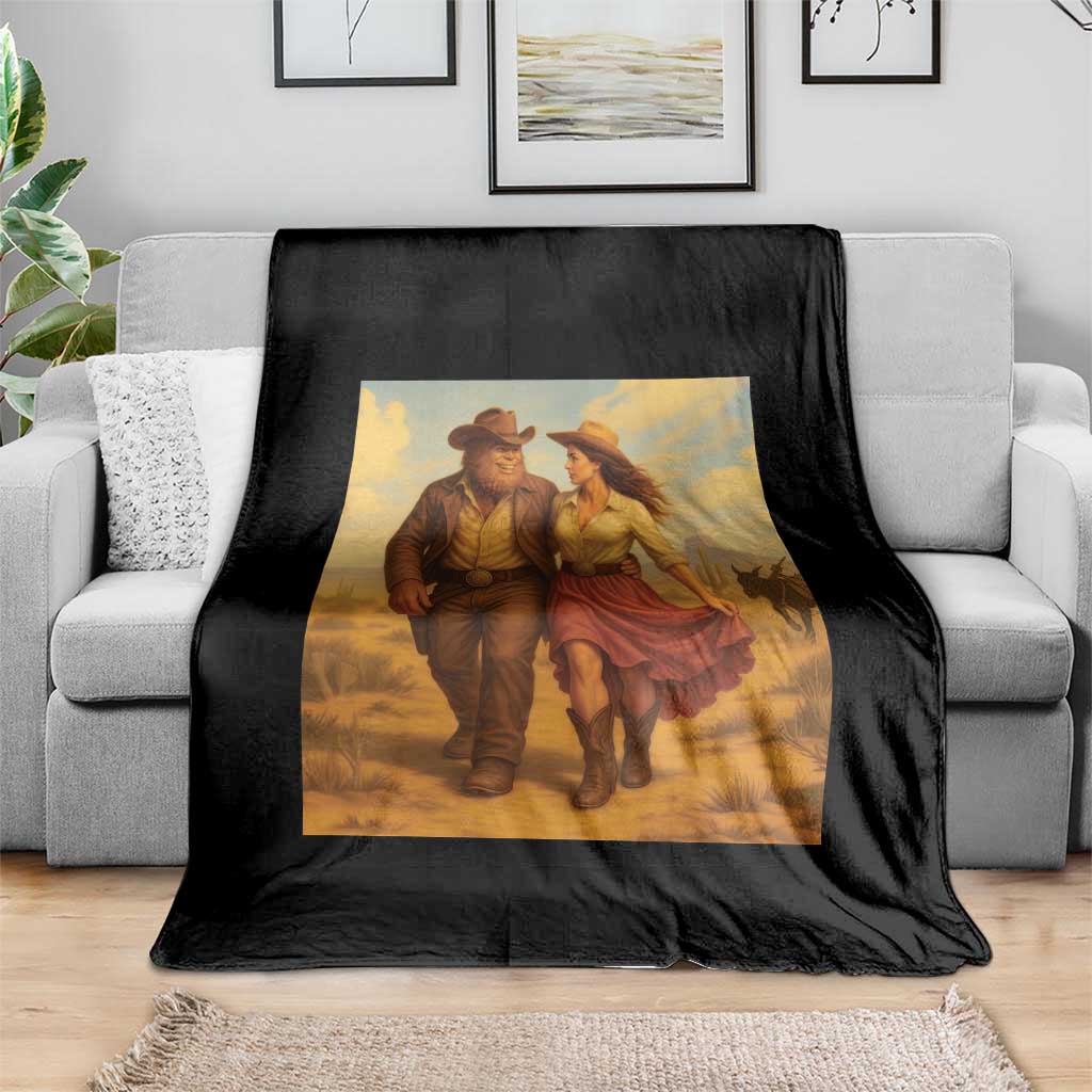 Cowboy Bigfoot Throw Blanket Funny Sasquatch Dancing Cowgirl Western Country TS14 Print Your Wear