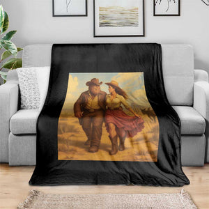 Cowboy Bigfoot Throw Blanket Funny Sasquatch Dancing Cowgirl Western Country TS14 Print Your Wear