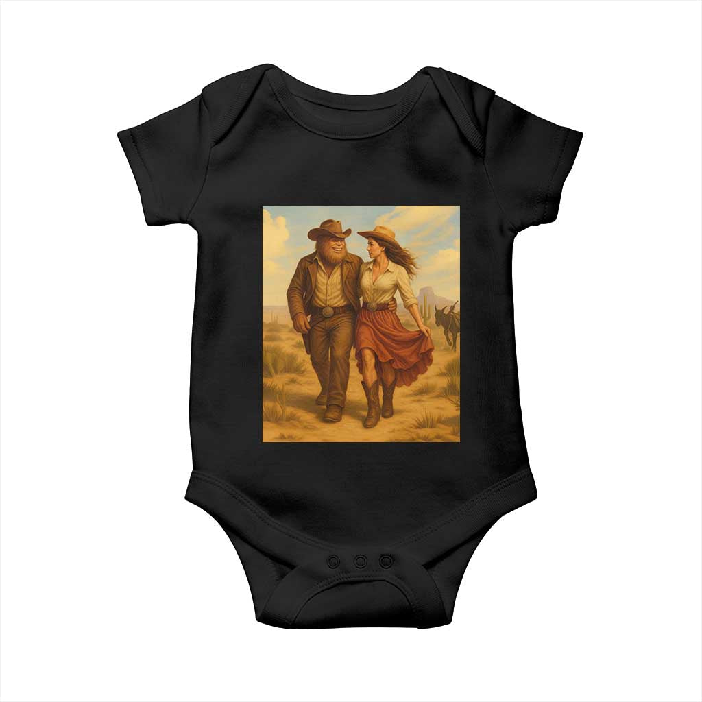 Cowboy Bigfoot Baby Onesie Funny Sasquatch Dancing Cowgirl Western Country - Print Your Wear